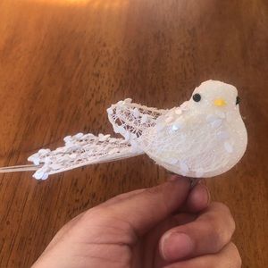 Dove White Bird Long Tail Clip On Ornament
